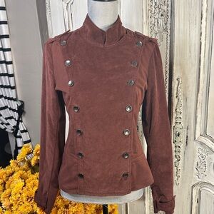Marrakech Women's Double-Breasted Brown Corduroy Military Jacket